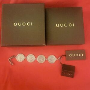 Authentic Gucci Silver Coin Bracelet with Box